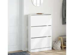 Zapatero de madera de ingeniería blanco 80x21x125,5 cm ES837786