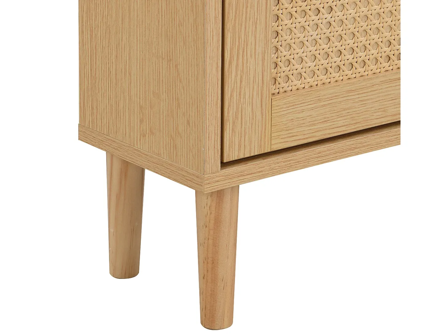 Zapatero de madera de ratán con 3 puertas y 1 cajón, 90 x 17 x 125 cm Natural
