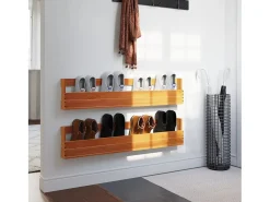 Zapatero de pared 2 uds cera marrón 110x8,5x23,5 cm