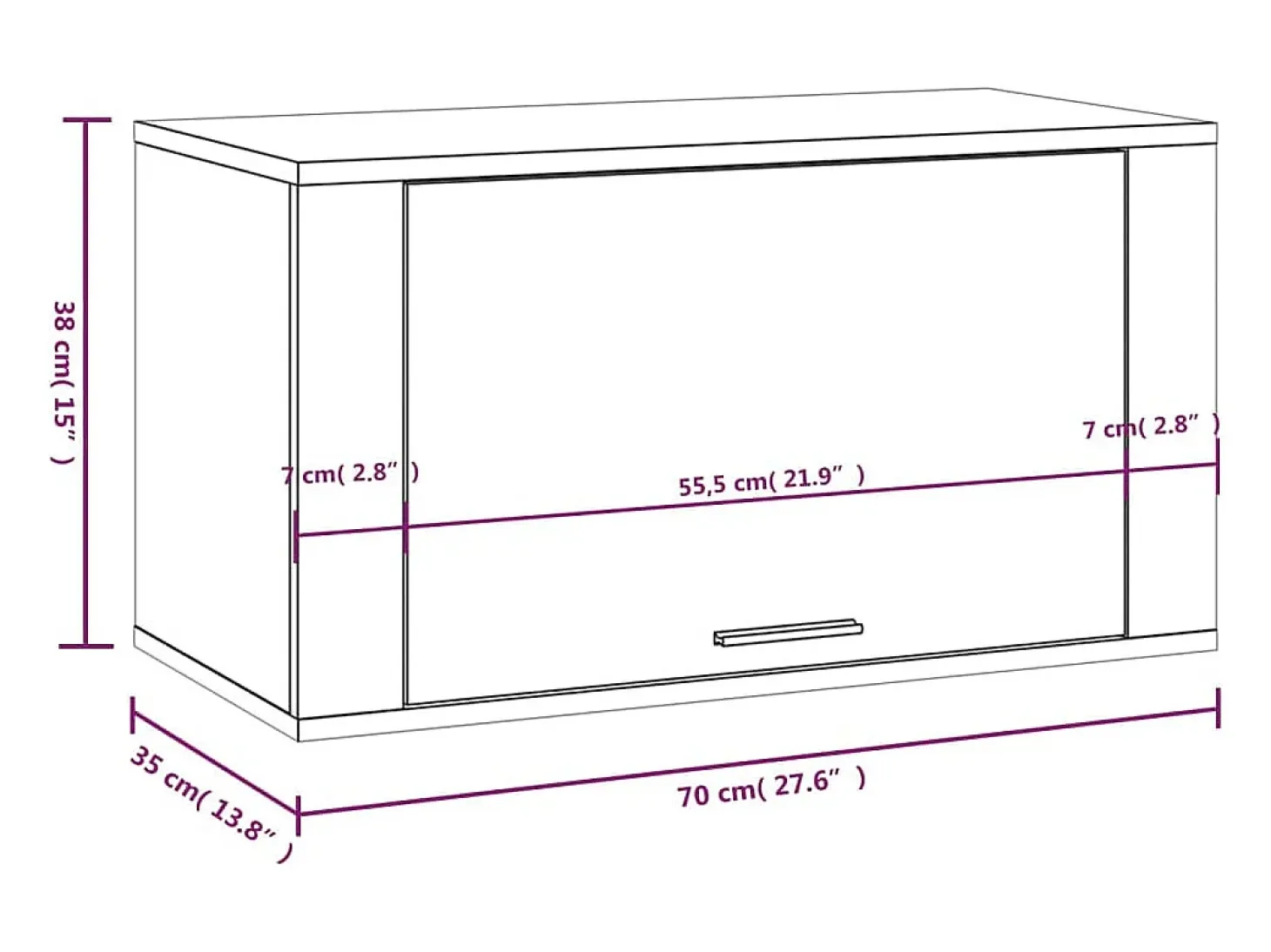 Zapatero de pared Negro 70x35x38 cm Madera de ingeniería