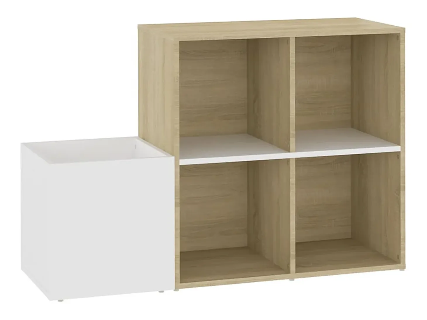 Zapatero de recibidor contrachapado blanco roble 105x35,5x70 cm ES744639