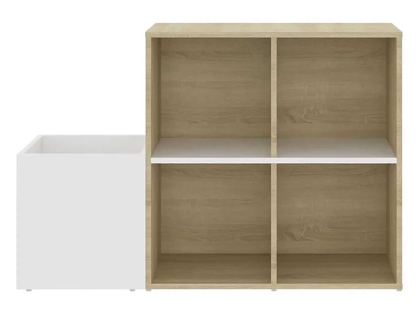 Zapatero de recibidor contrachapado blanco roble 105x35,5x70 cm ES744639