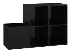 Zapatero de recibidor contrachapado negro brillo 105x35,5x70 cm ES326608