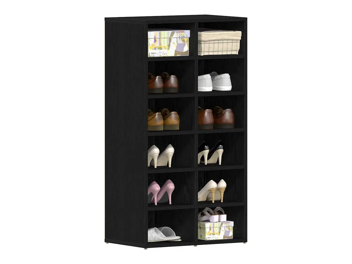 Zapatero de roble negro 54x34x100,5 cm madera de ingeniería