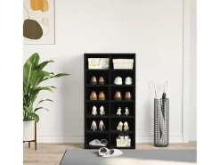 Zapatero de roble negro 54x34x100,5 cm madera de ingeniería