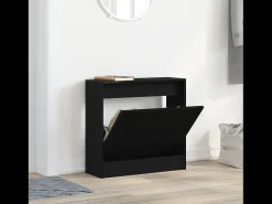 Zapatero de roble negro 60x21x57 cm Madera de ingeniería