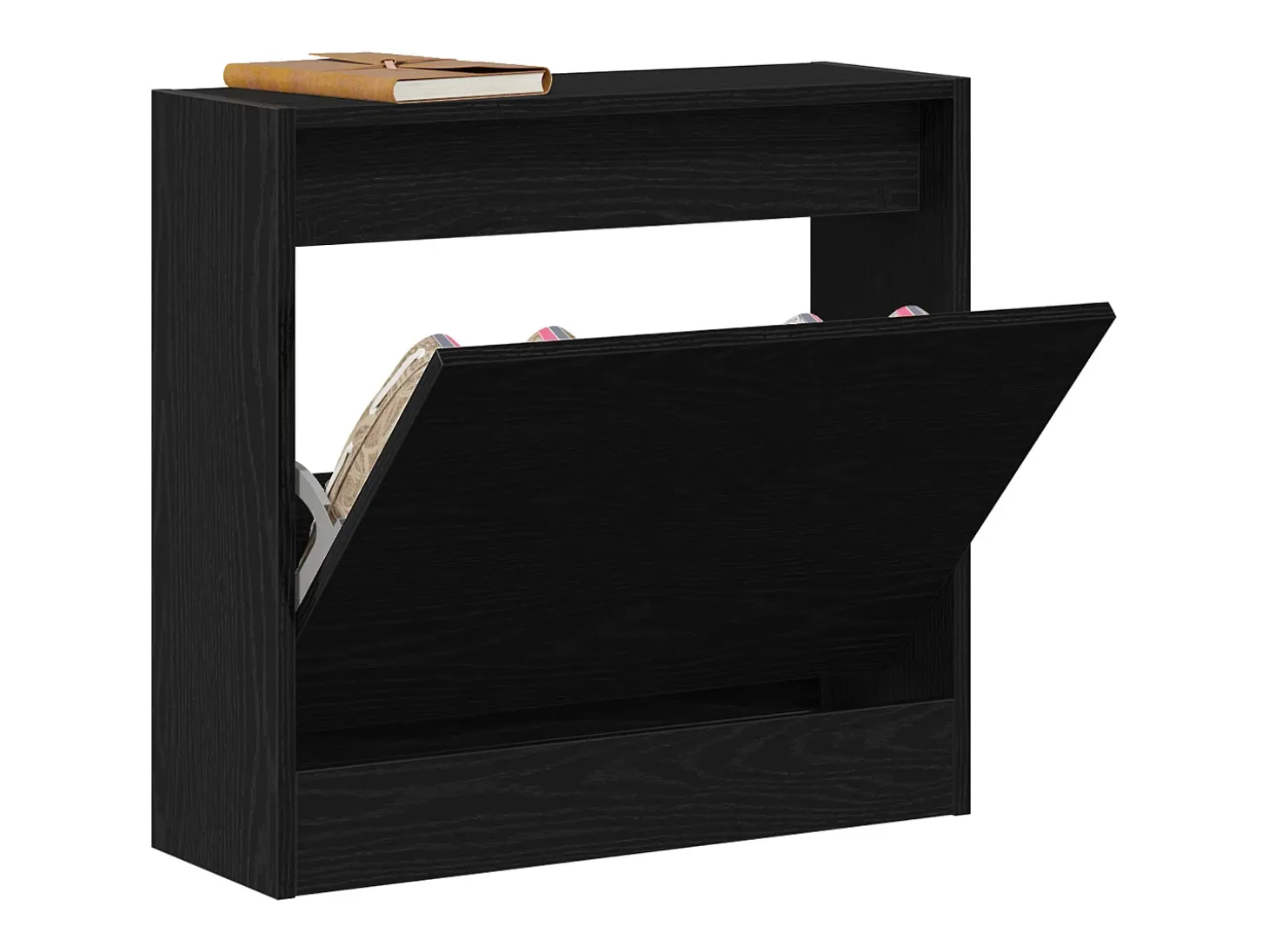 Zapatero de roble negro 60x21x57 cm Madera de ingeniería