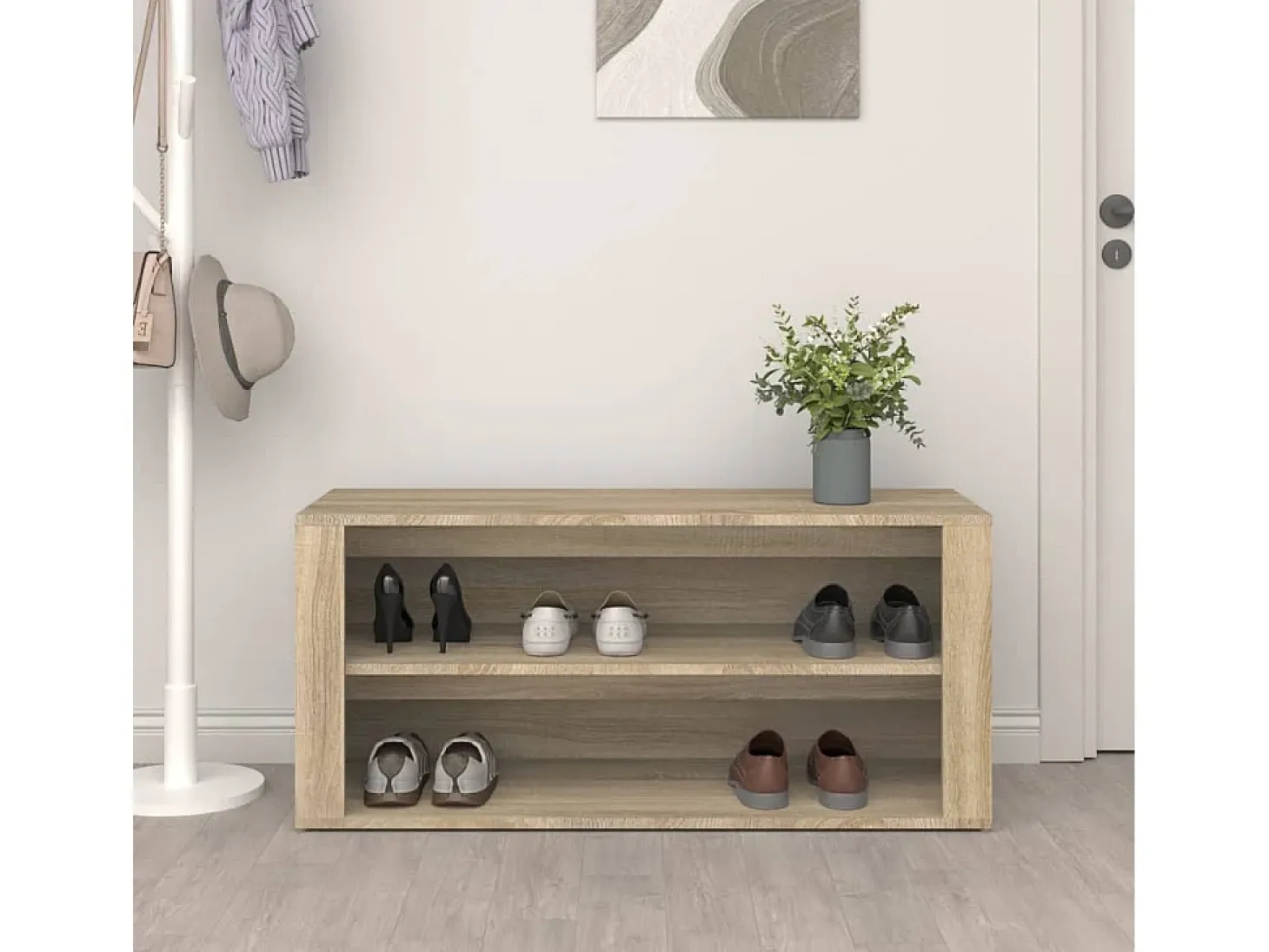 Zapatero de roble Sonoma 100x35x45cm Madera de ingeniería