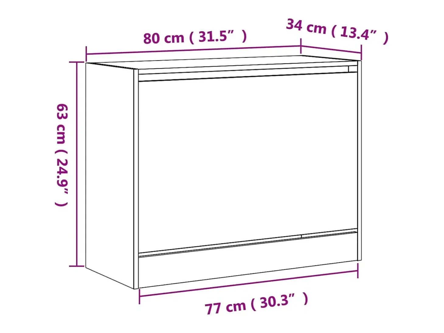 Zapatero de roble Sonoma 80x34x63 cm madera de ingeniería