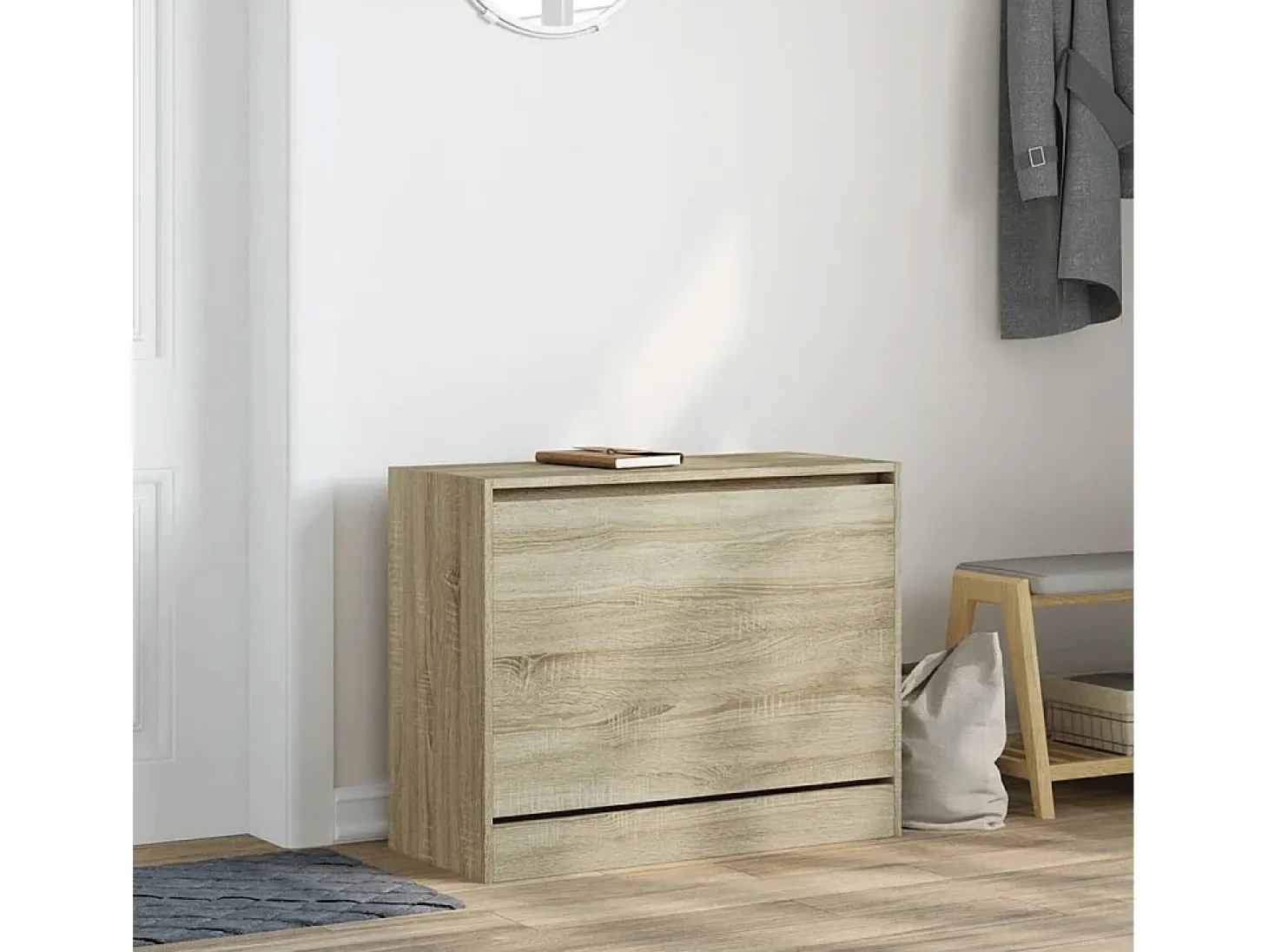 Zapatero de roble Sonoma 80x34x63 cm madera de ingeniería