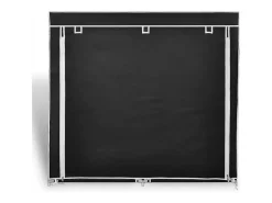 Zapatero de tela con cubierta negro 115x28x110 cm ES746381