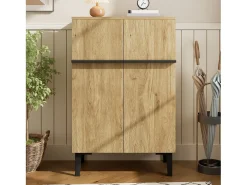 Zapatero en color madera con 2 puertas - estantes regulables 60 × 34,5 x 95 cm