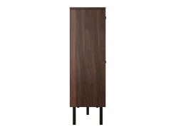Zapatero en madera oscura con 4 puertas, tiradores y patas negras - ideal para la entrada
