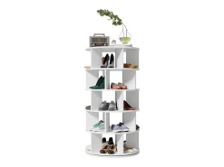 Zapatero esquinero giratorio con 5 estantes - P 60 x H 115 cm - Tablero de partículas - Blanco