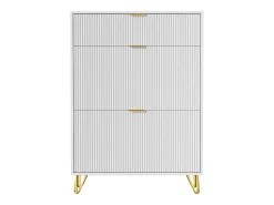 Zapatero estrecho con 3 compartimentos grandes, estante zapatero ajustable, 80 x 24 x 118,5 cm, blanco