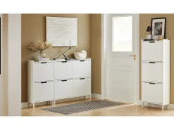 Zapatero Estrecho con 3 Solapas Organizador para Zapatos de Entrada 50 x 19 x 129 cm Blanco FSR151-H-W SoBuy ES