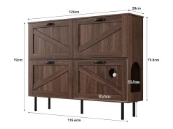 Zapatero estrecho de 3 hojas - 120 x 28 x 92 cm - con almacenaje - aglomerado - marrón