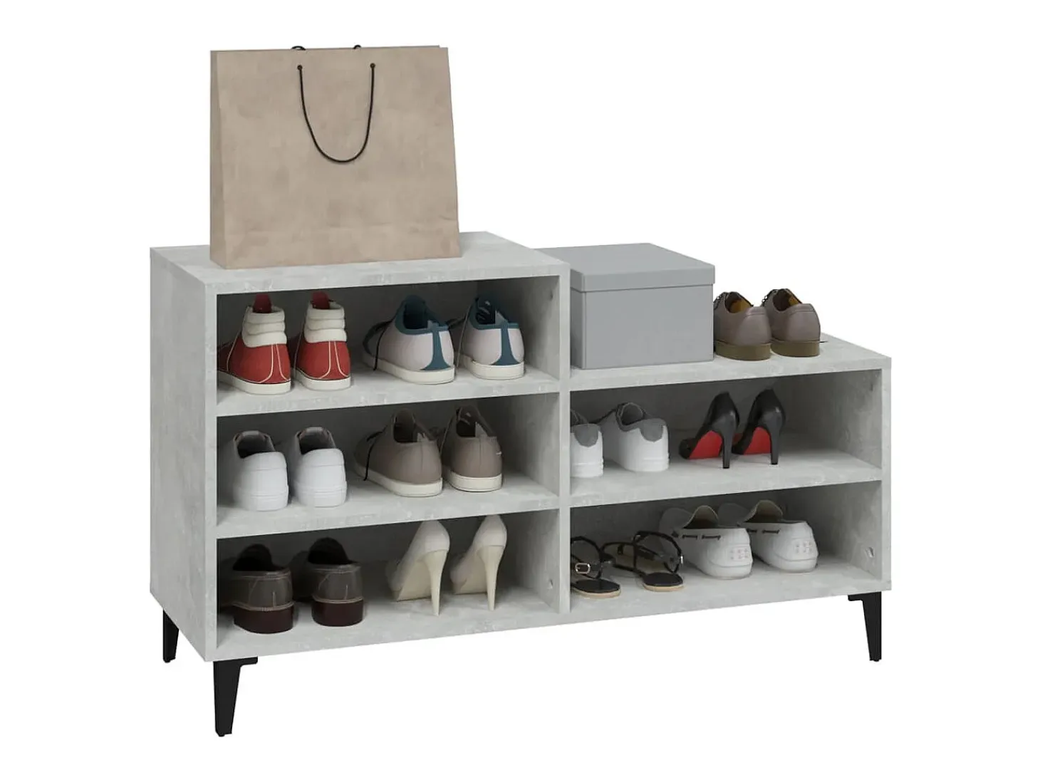 Zapatero gris hormigón 102x36x60 cm Madera de ingeniería