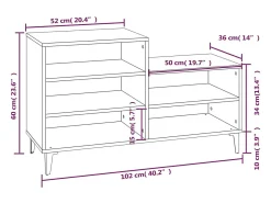 Zapatero gris hormigón 102x36x60 cm Madera de ingeniería