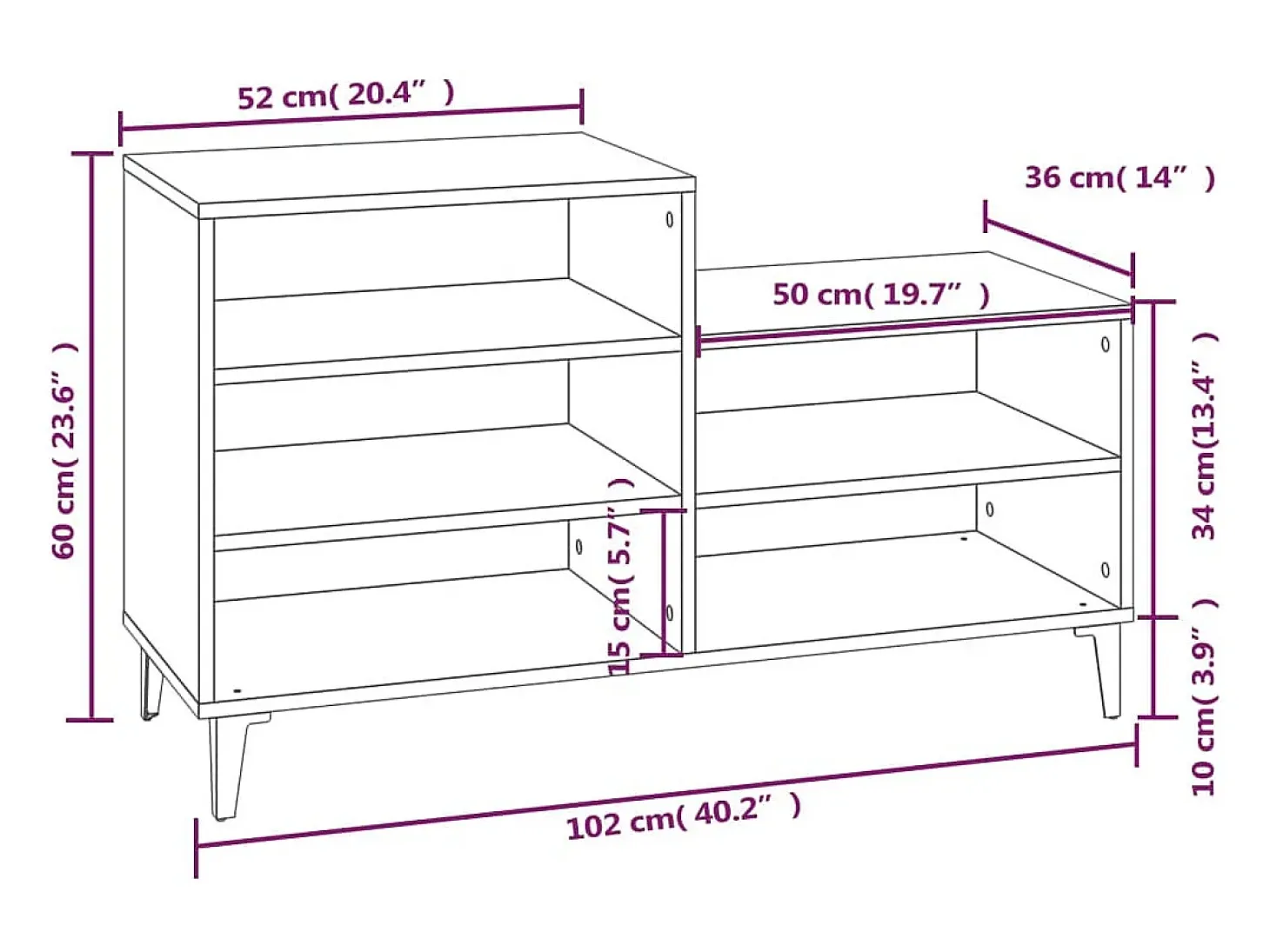 Zapatero gris hormigón 102x36x60 cm Madera de ingeniería