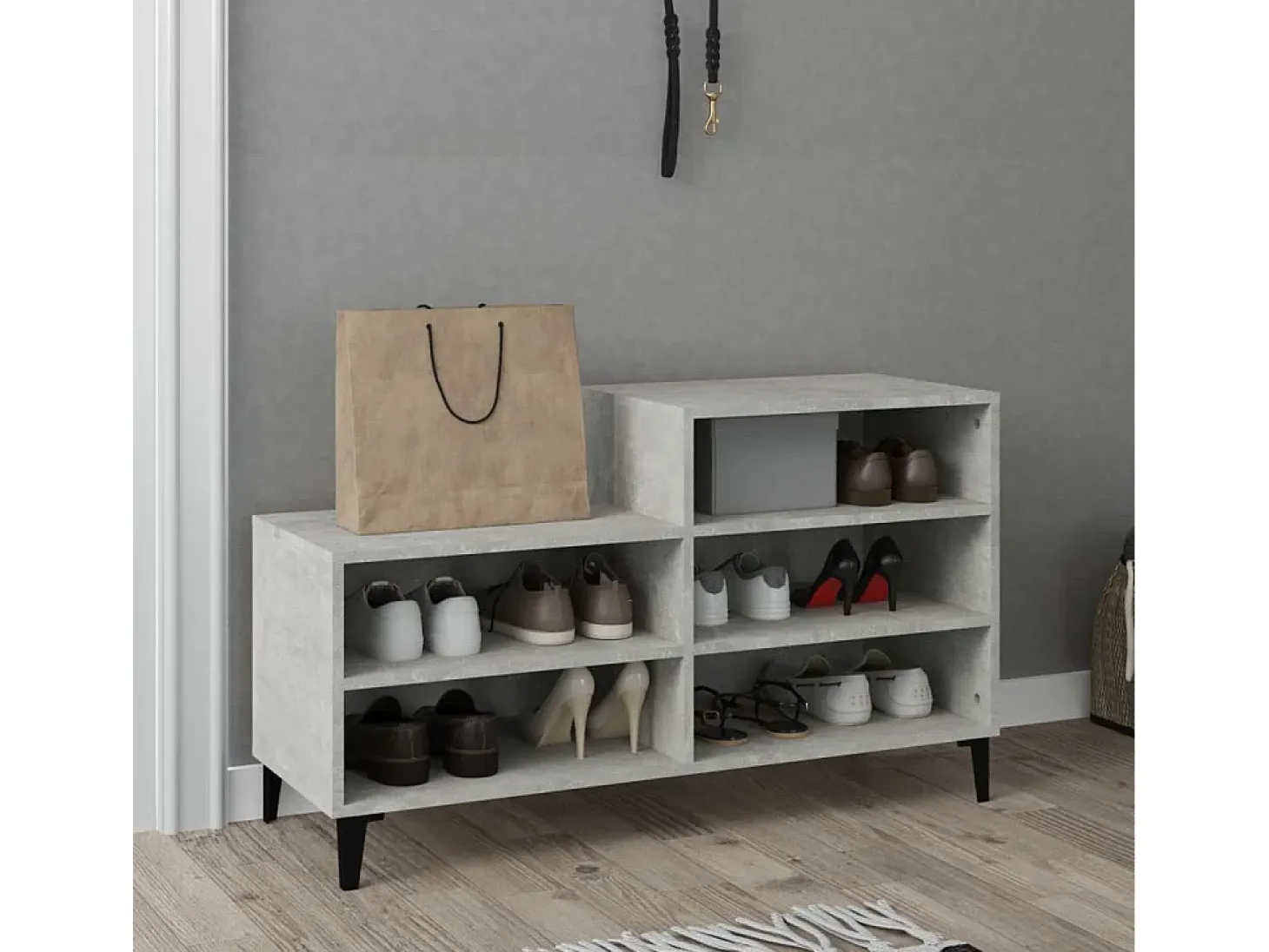 Zapatero gris hormigón 102x36x60 cm Madera de ingeniería