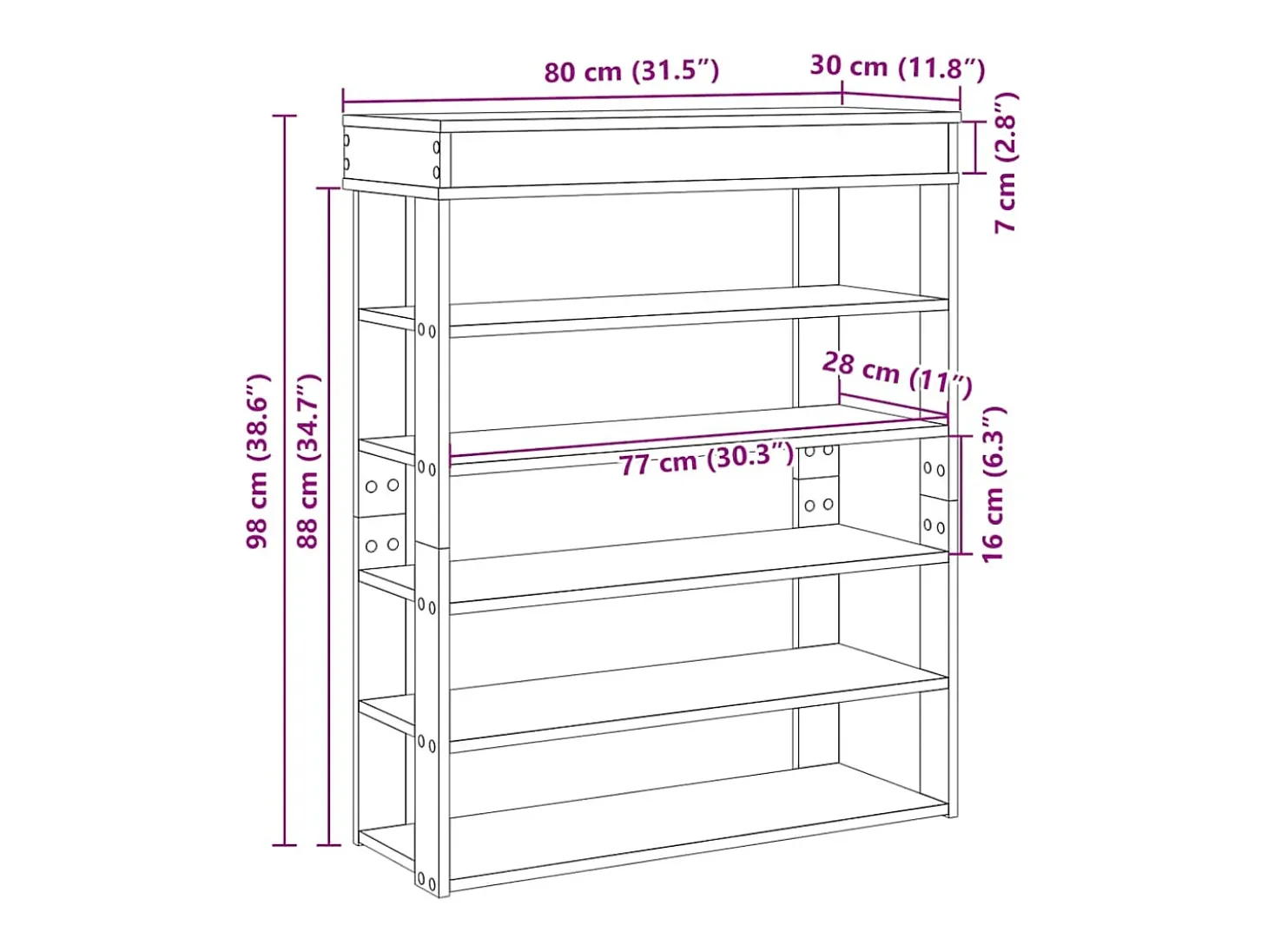 Zapatero gris hormigón 80x30x98 cm madera de ingeniería