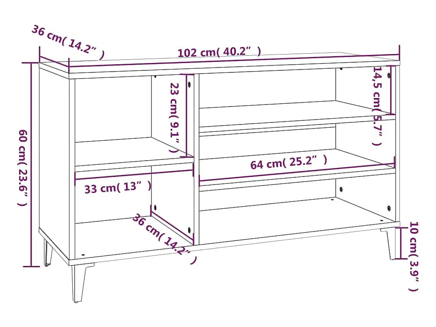 Zapatero gris hormigón 102x36x60 cm Madera de ingeniería