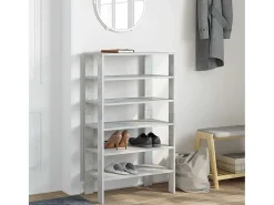 Zapatero gris hormigón 61x32x105 cm madera de ingeniería