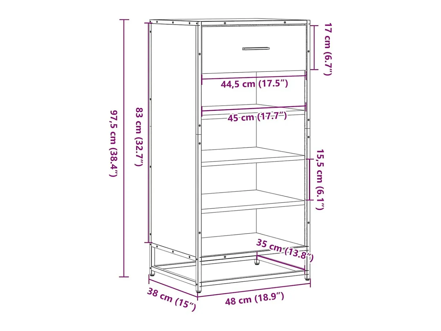 Zapatero gris Sonoma 48x38x97,5 cm madera de ingeniería