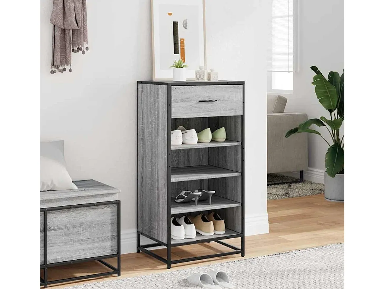 Zapatero gris Sonoma 48x38x97,5 cm madera de ingeniería