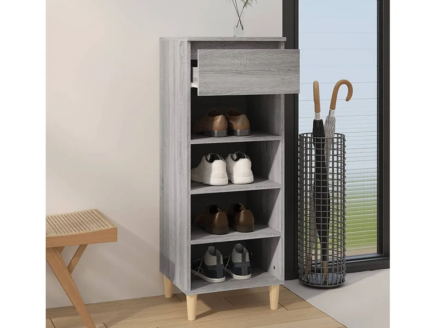Zapatero gris Sonoma 40x36x105 cm Madera de ingeniería