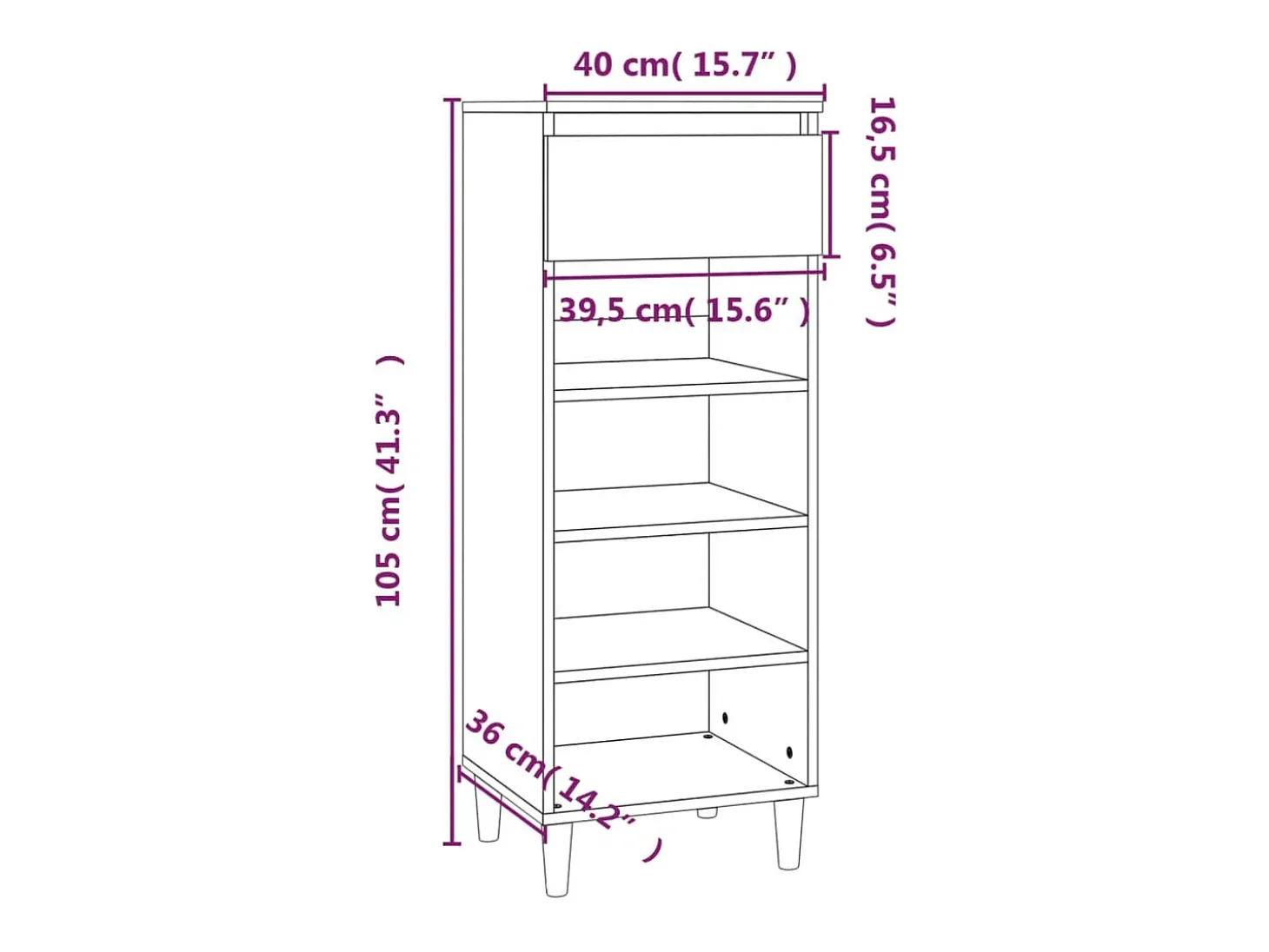 Zapatero gris Sonoma 40x36x105 cm Madera de ingeniería