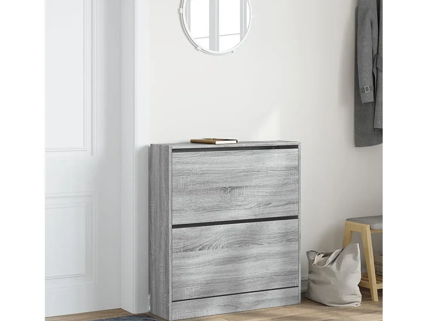Zapatero gris Sonoma 80x21x87,5cm madera de ingeniería