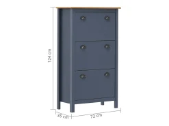 Zapatero Gris 72x35x124 cm Madera Maciza de Pino