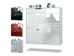 Zapatero Kolmio 85 x 87 x 33 cm, cuerpo en blanco mate, frentes en Burdeos de alto brillo | Amplia selección de colores