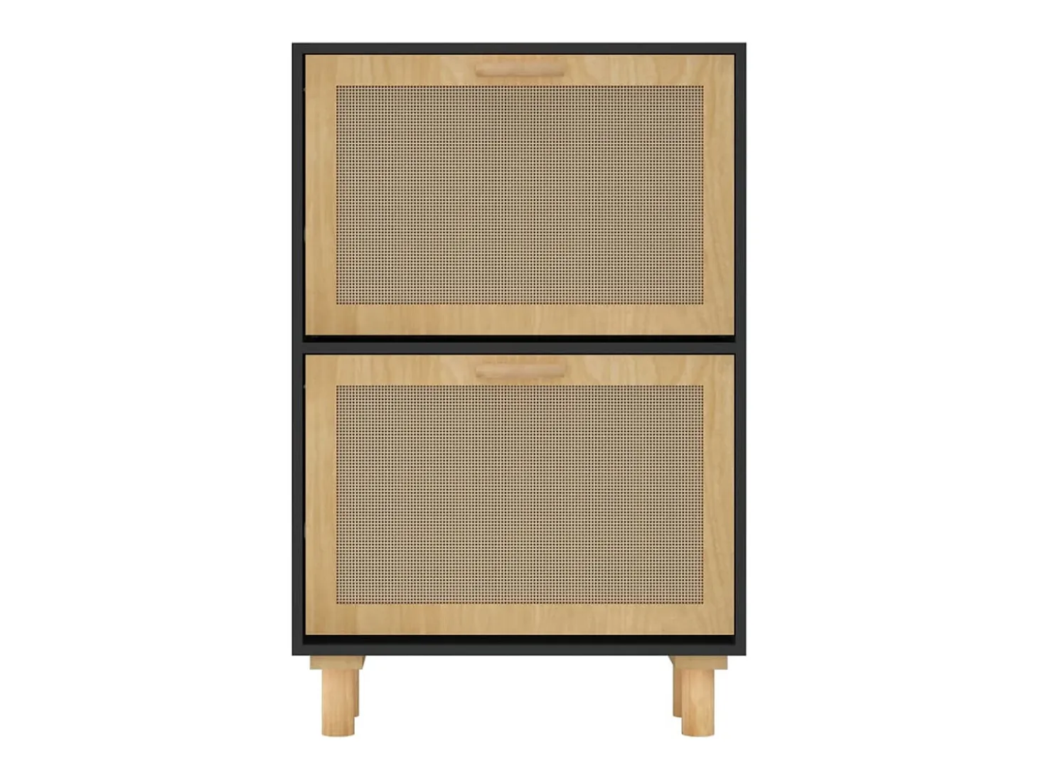 Zapatero madera contrachapada negro ratán natural 52x25x80 cm ES743720