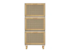 Zapatero madera contrachapada blanco ratán natural 52x25x115 cm ES983371