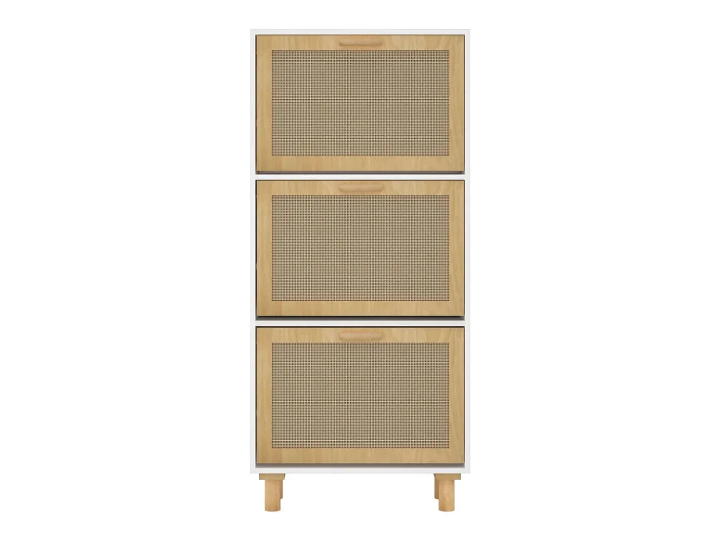 Zapatero madera contrachapada blanco ratán natural 52x25x115 cm ES983371