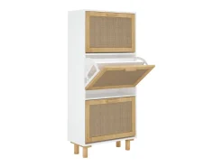 Zapatero madera contrachapada blanco ratán natural 52x25x115 cm ES983371