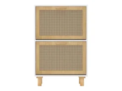 Zapatero madera contrachapada blanco ratán natural 52x25x80 cm ES981829