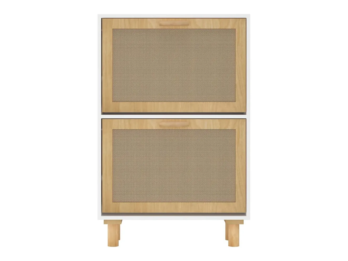 Zapatero madera contrachapada blanco ratán natural 52x25x80 cm ES981829
