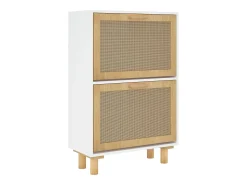 Zapatero madera contrachapada blanco ratán natural 52x25x80 cm ES981829