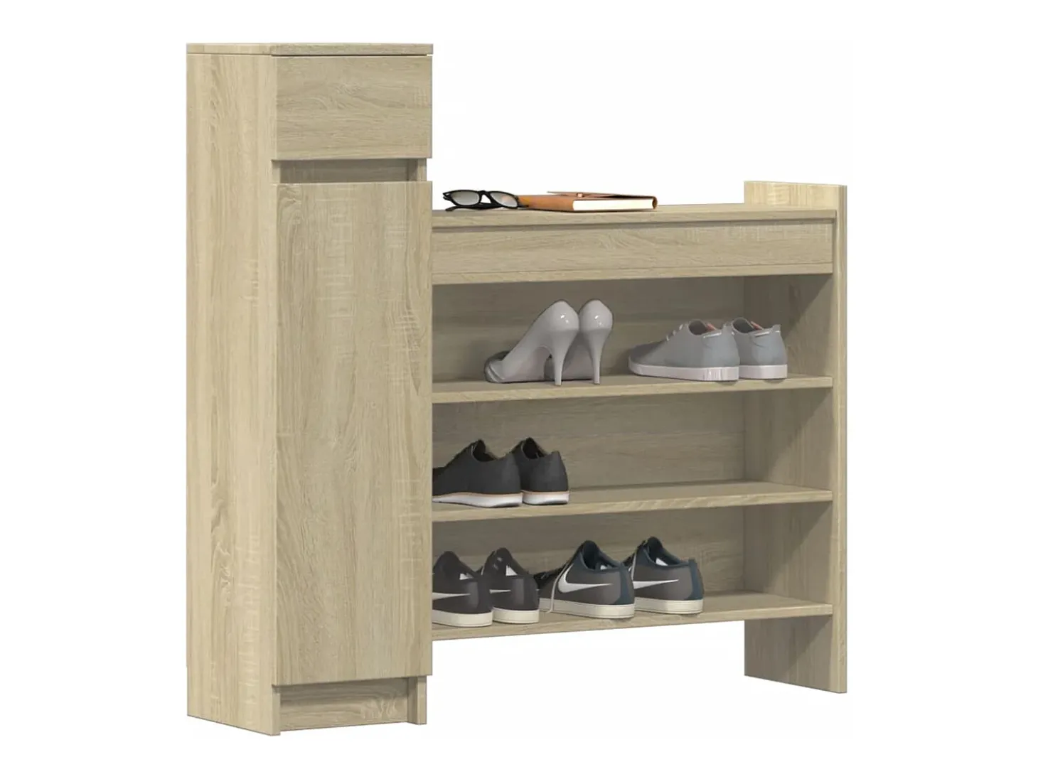 Zapatero madera de ingeniería roble Sonoma 100,5x28x100 cm ES539269