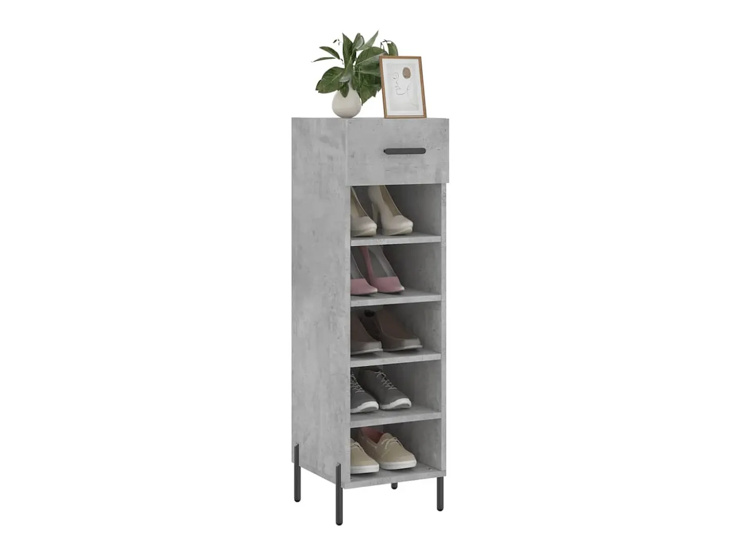 Zapatero madera de ingeniería gris hormigón 30x35x105 cm ES477516