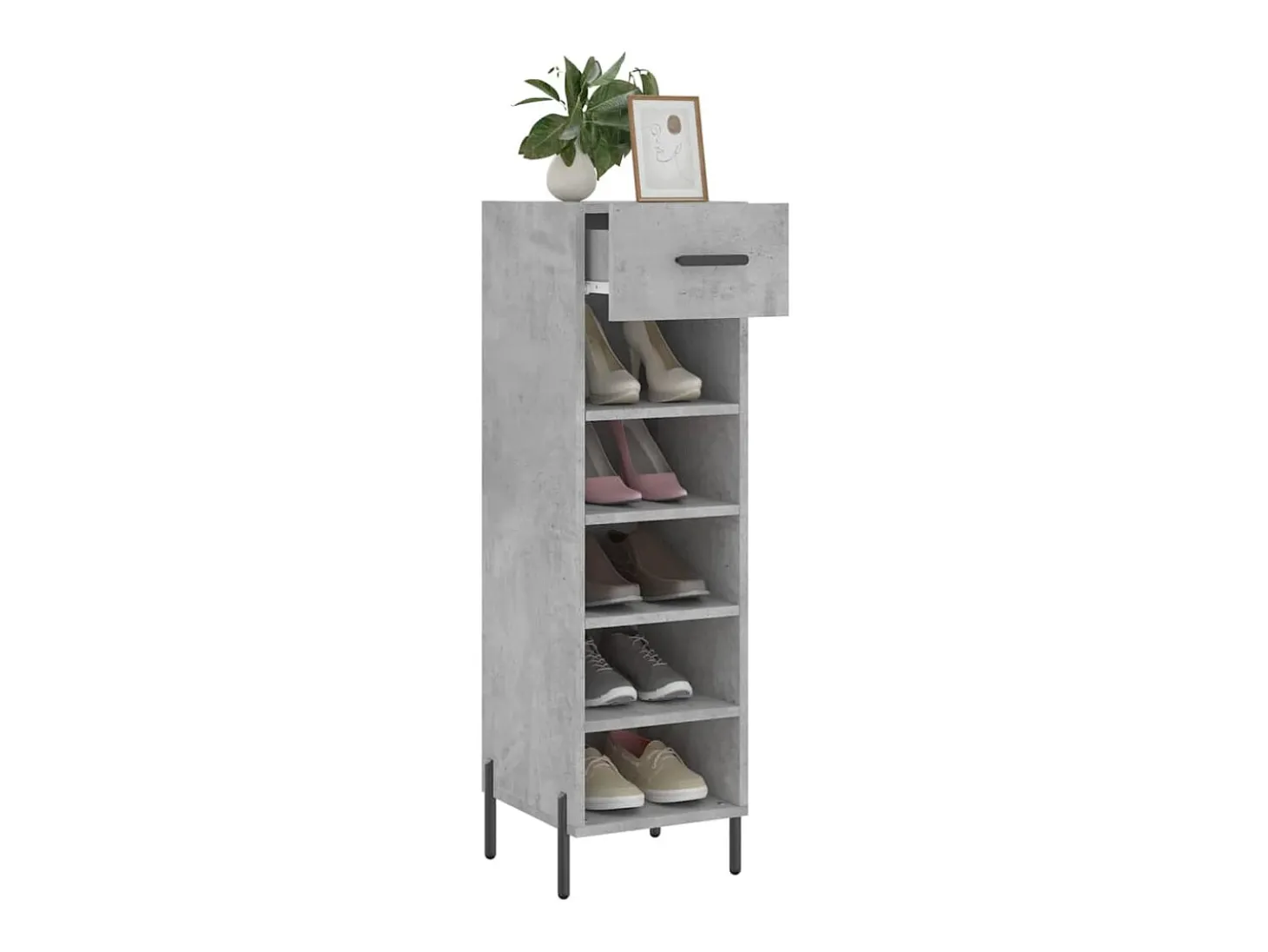 Zapatero madera de ingeniería gris hormigón 30x35x105 cm ES477516