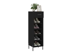 Zapatero madera de ingeniería negro 30x35x105 cm ES496323