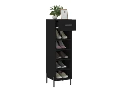 Zapatero madera de ingeniería negro 30x35x105 cm ES496323