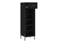 Zapatero madera de ingeniería negro 30x35x105 cm ES496323
