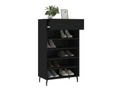 Zapatero madera de ingeniería negro 60x35x105 cm ES515503