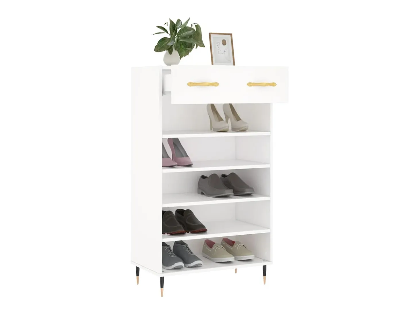 Zapatero madera de ingeniería blanco 60x35x105 cm ES866482